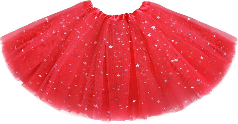 Lainlight Store Tutu for Girls Stars Sequins Princess Ballet Dress Tulle Skirt for Girls 4-12 Years 3 Layered - Image 1